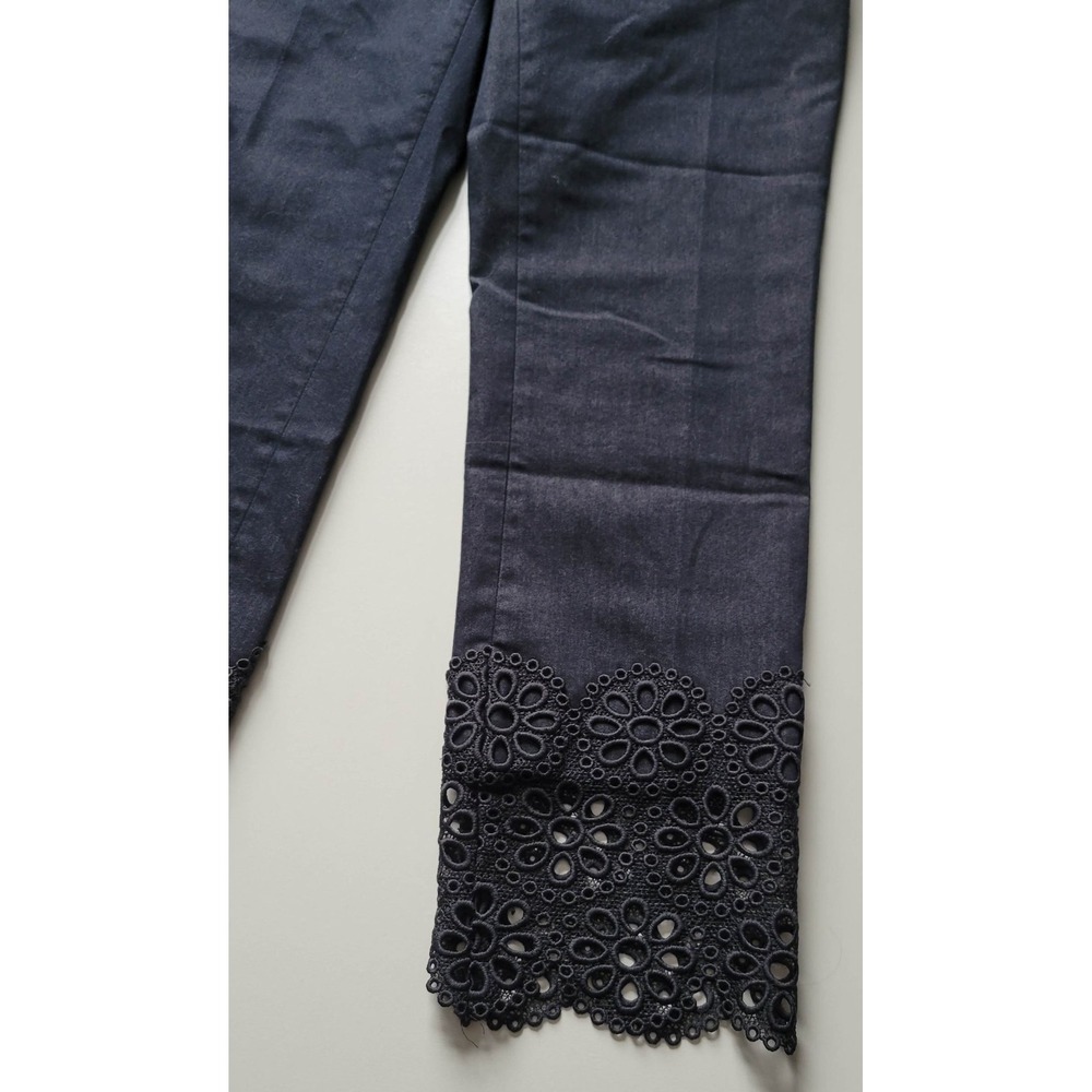 Ann Taylor Black Eyelet Lace Ankle Crop Trouser Pants - Picture 5 of 8